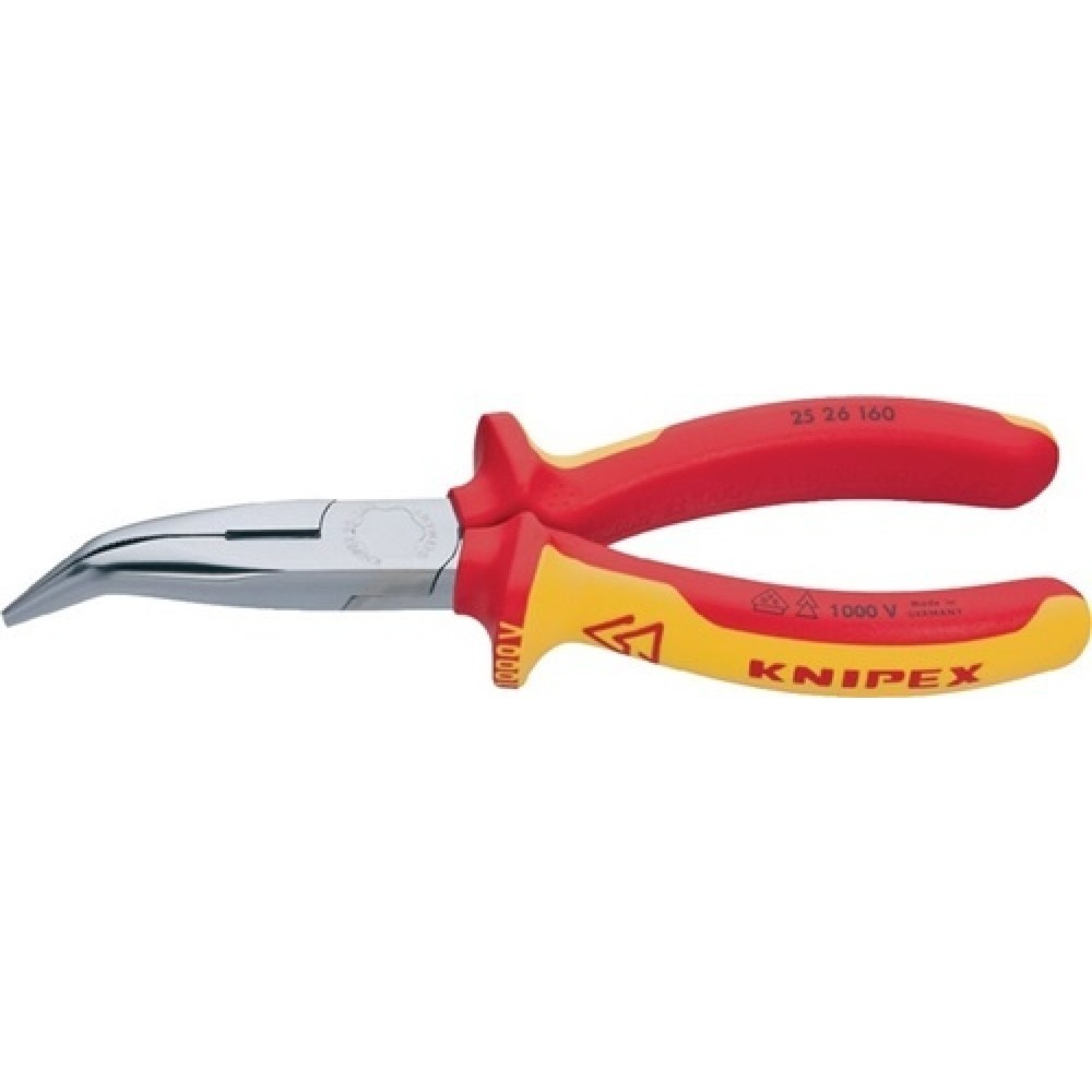 Knipex Flachrundzange L.160mm verchr.40Grad gew.VDE 2K-Hülle
