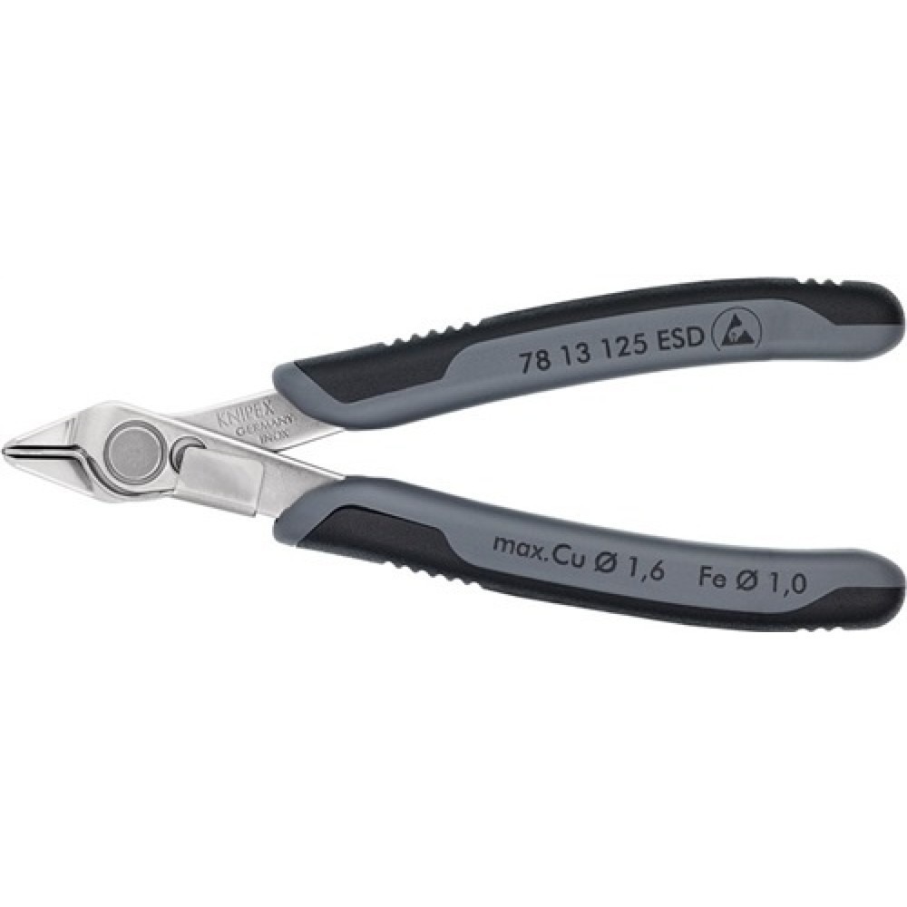 Elektron.Seitenschneider INOX ESD L.125mm KNIPEX o.Drahtklemme