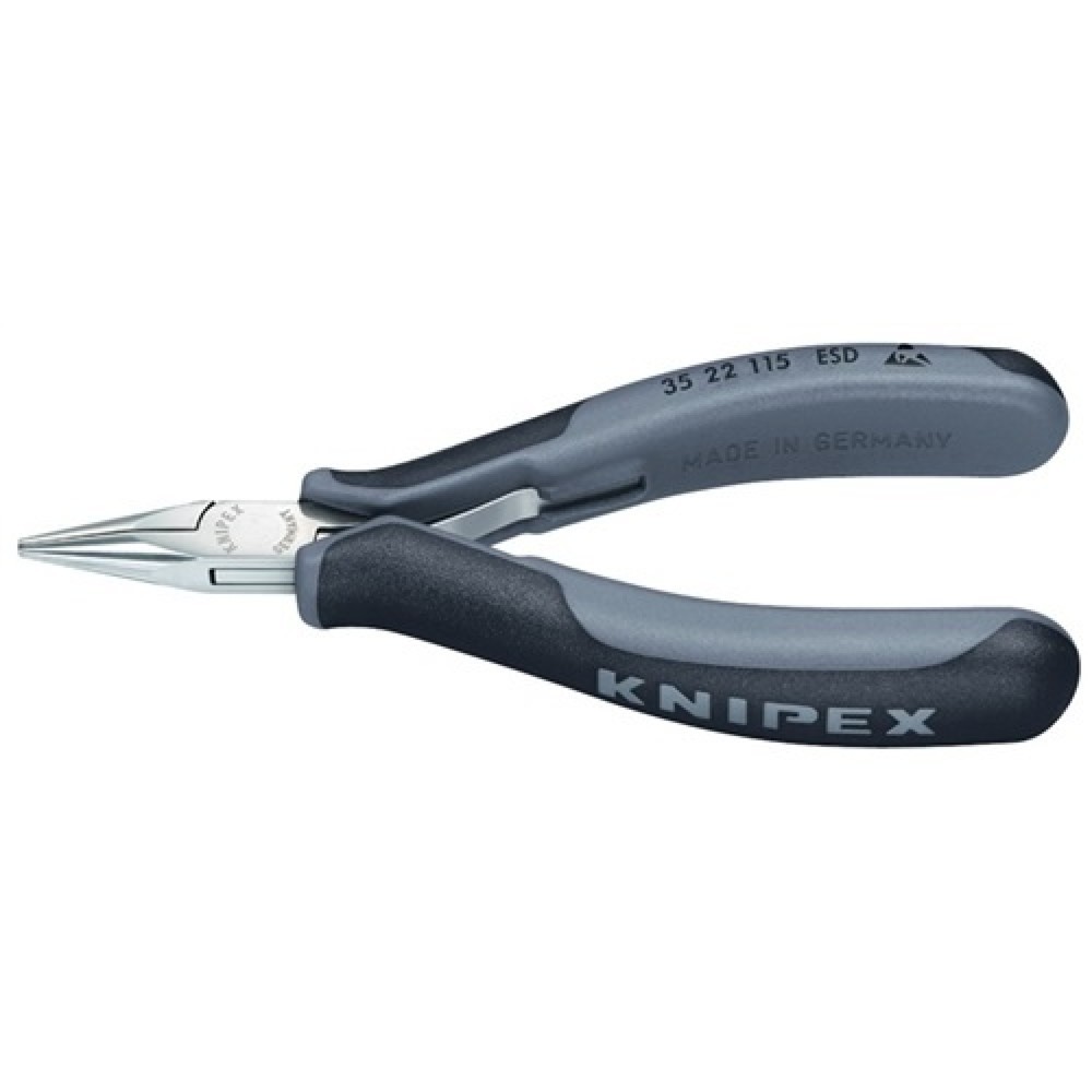 Elektronikgreifzange L.115mm ESD pol. flach-rd. KNIPEX m.Mehrkomp.-Hüllen