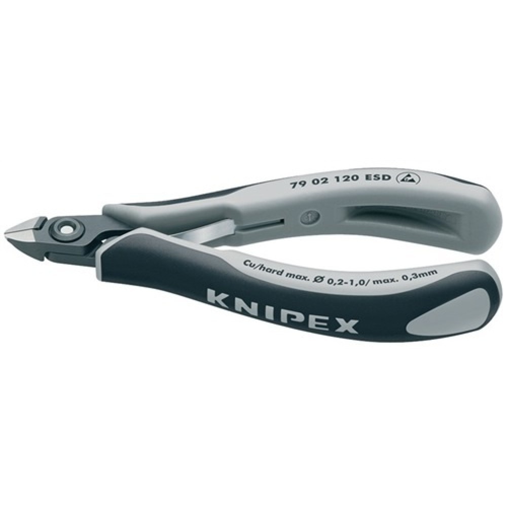 Elektron.Seitenschneider L.120mm ESD DIN ISO 9654 KNIPEX mini m.Facette