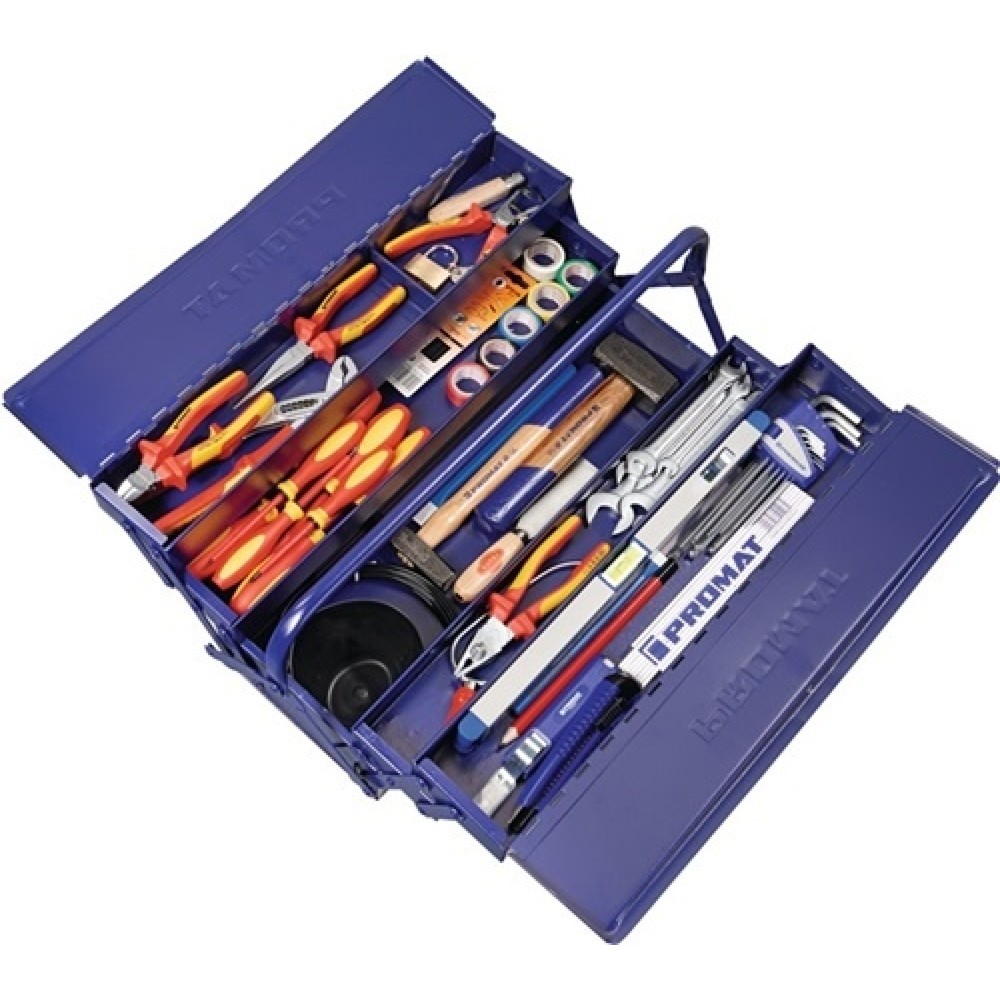 Werkzeugtasche 66 tlg. f. Elektriker im Stahlblechkasten