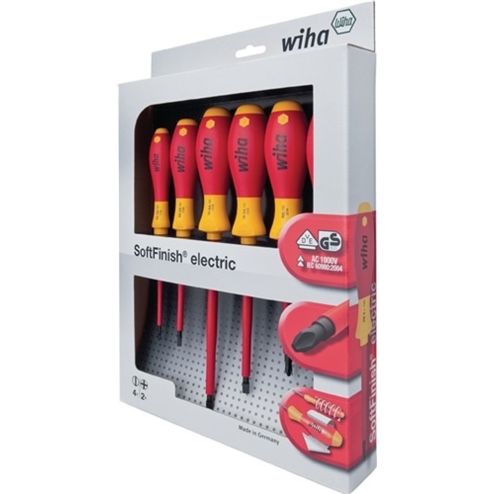 Schraubendrehersatz 6tlg. VDE Schlitz SW 3/4/5,5/6,5/PH 1/2 brün. Rundkl.