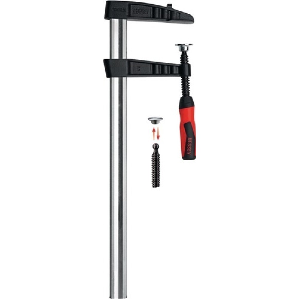 Temperguss-Schraubzw.Spann-W.1000mm, Ausl.120mm,2-K-Griff, Q.35x11mm, TGK100-2K, BES