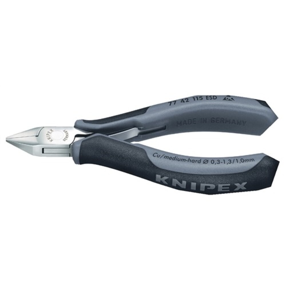 Elektronikseitenschneider DIN ISO 9654 L.115mm spitz spiegelpl. 2K-Hüllen Knipex