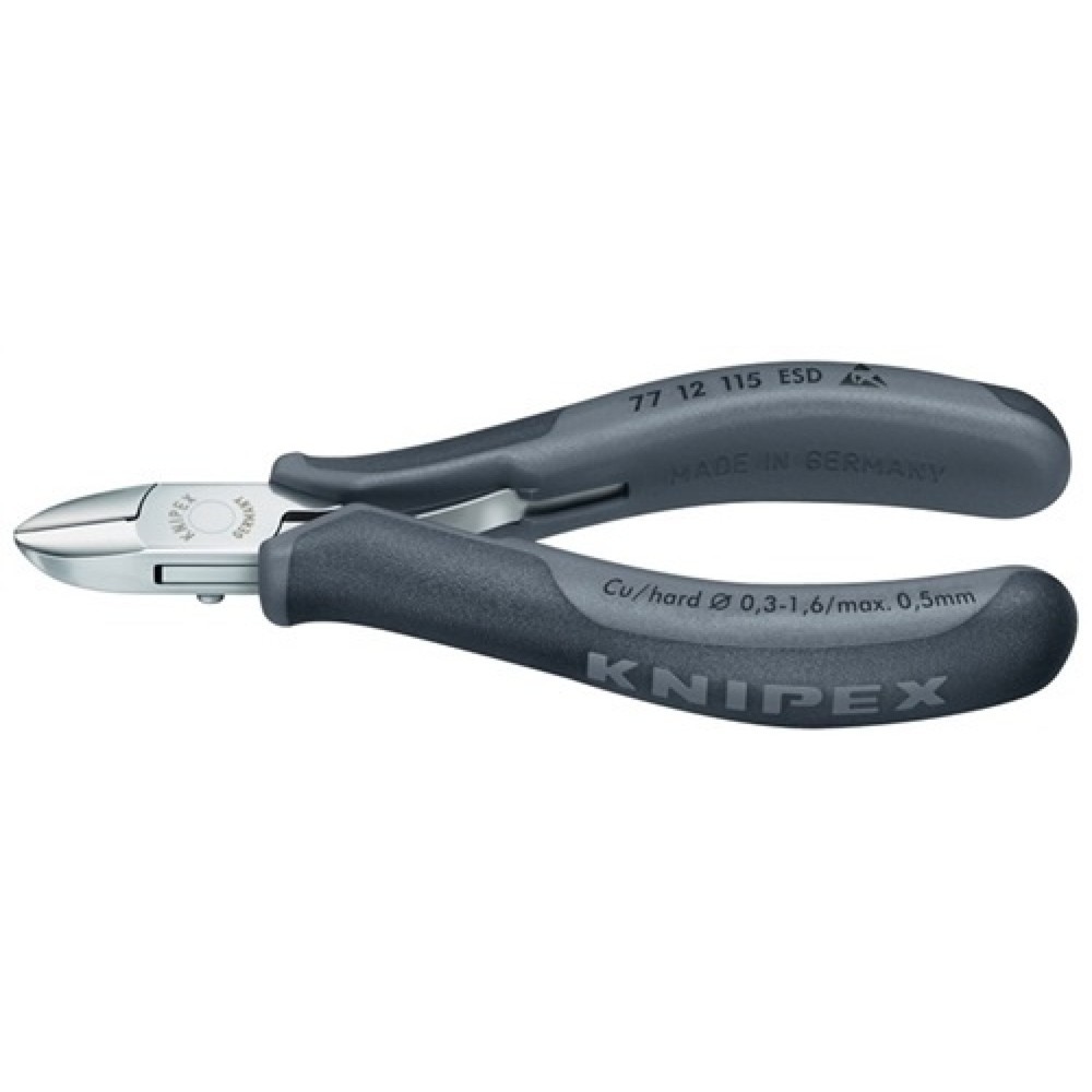 Elektron.Seitenschneider L.115mm rd. m.Klemme KNIPEX Mehrkomp.-Hüllen
