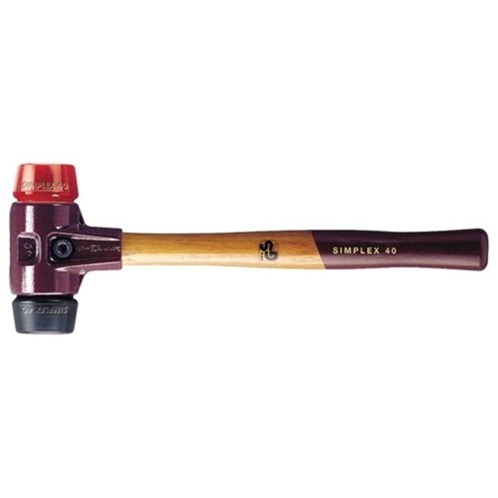 Schonhammer SIMPLEX L.330mm Kopf-Ø 40mm mittelh./hart HO Gum.schw./Plastik rot