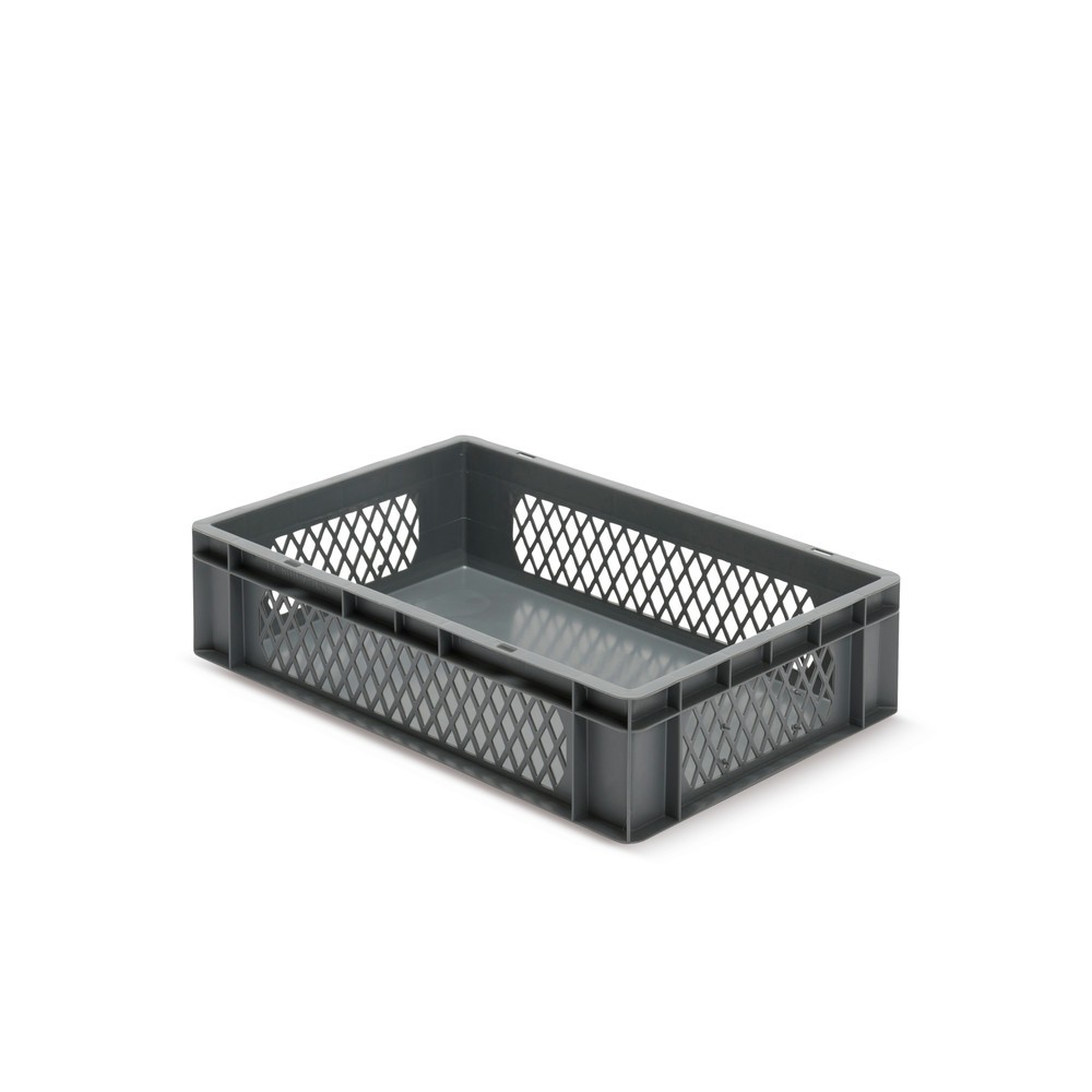 Euroboxen, Wände durchbrochen + Böden geschlossen, 26 Liter, grau