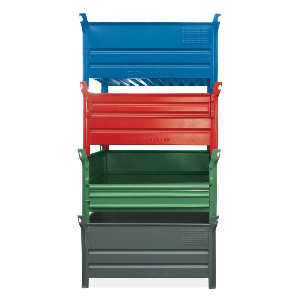 HESON®Stapelbehälter, mit ½ Vollwandklappe, Tragkraft 1.000 kg, BxT 1.200 x 800 mm, grün