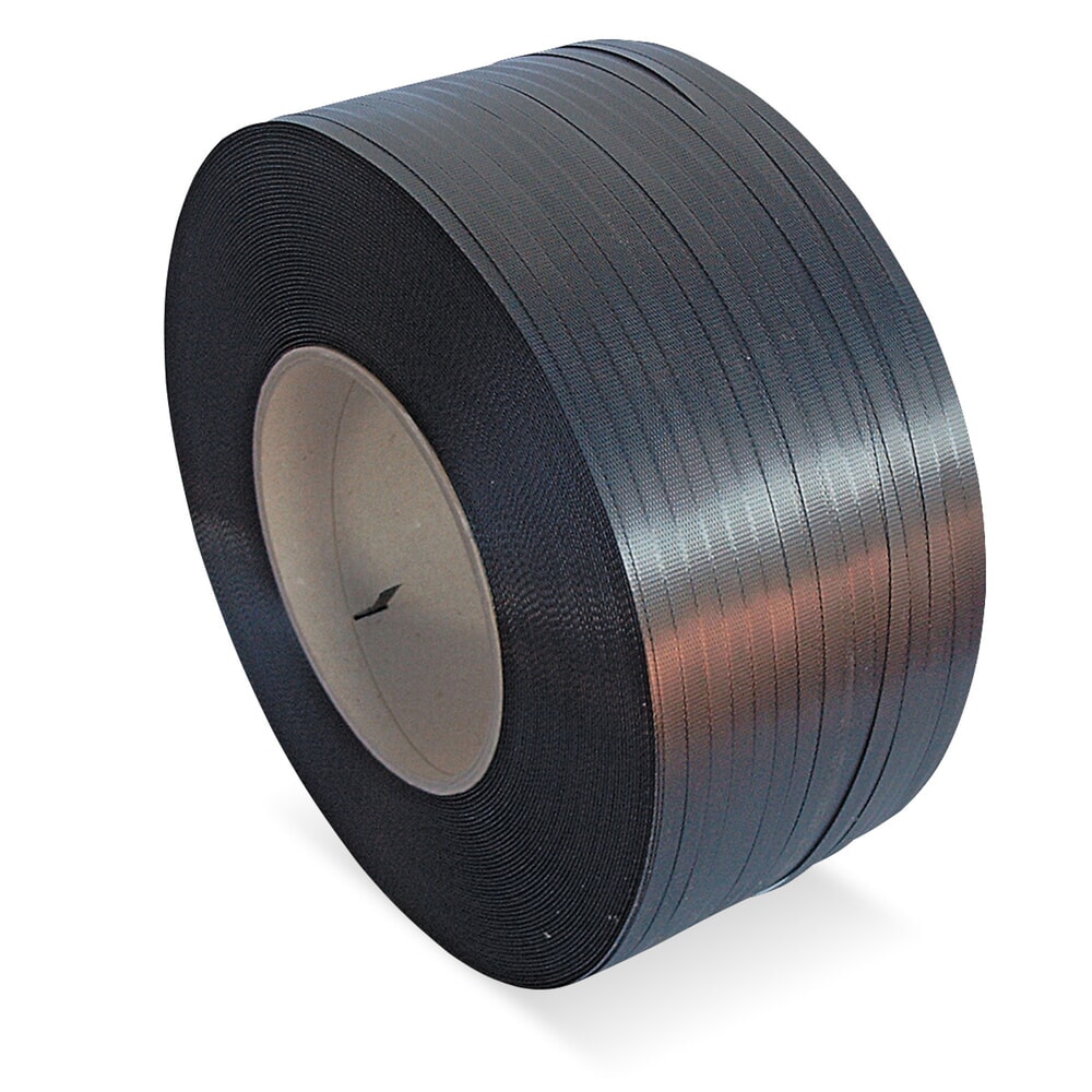 Umreifungsband aus PP, gewaffelt/geprägt, 12 mm x 3.000 lfm., Kern-Ø 200 mm, Stärke 0,65 mm, schwarz