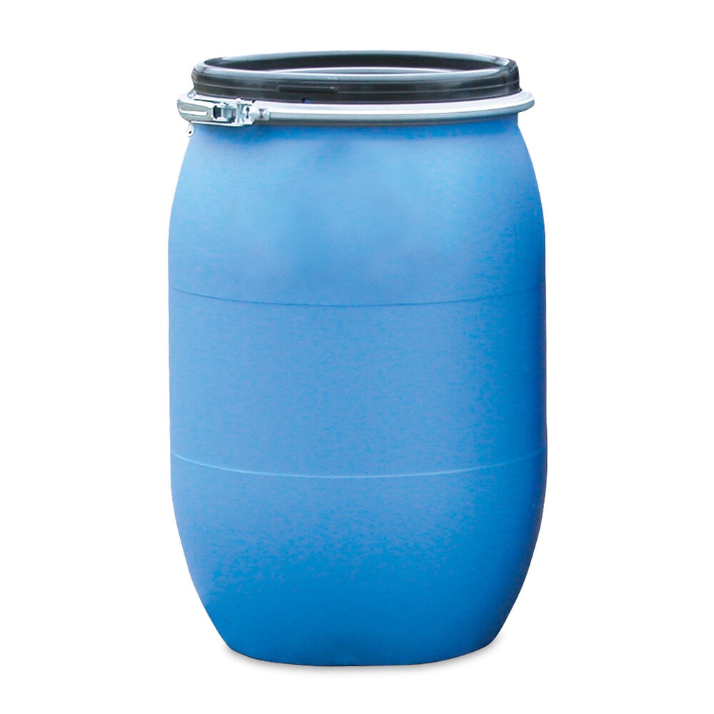 Deckelfass aus PE mit Spannring, 60 Liter