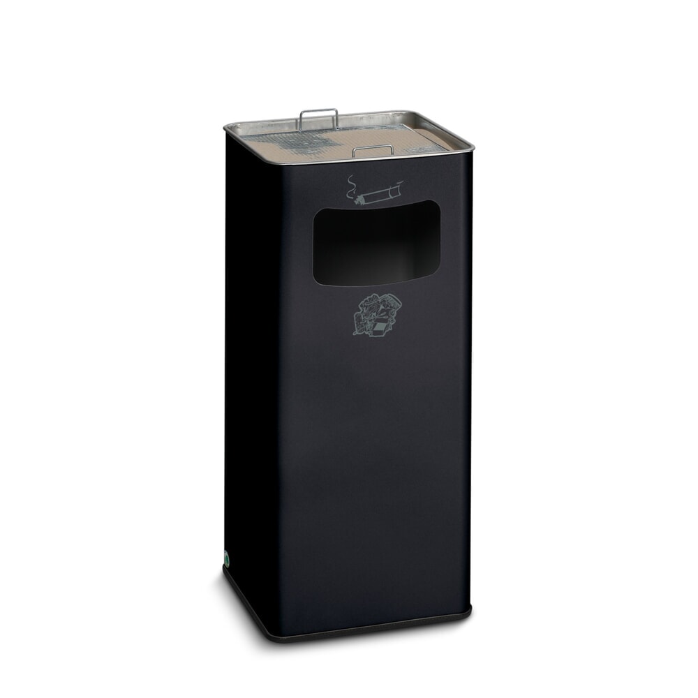 VAR® Ascher-Abfall-Kombination, Standmodell, 53,4 Liter, schwarzgrau