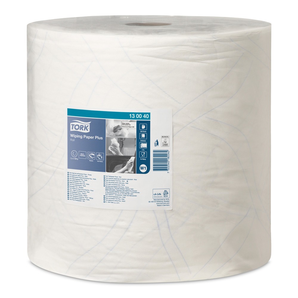 TORK® Wischtücher Extra Stark, EU Ecolabel, HxB 340 x 370 mm, 1 Rolle, weiss