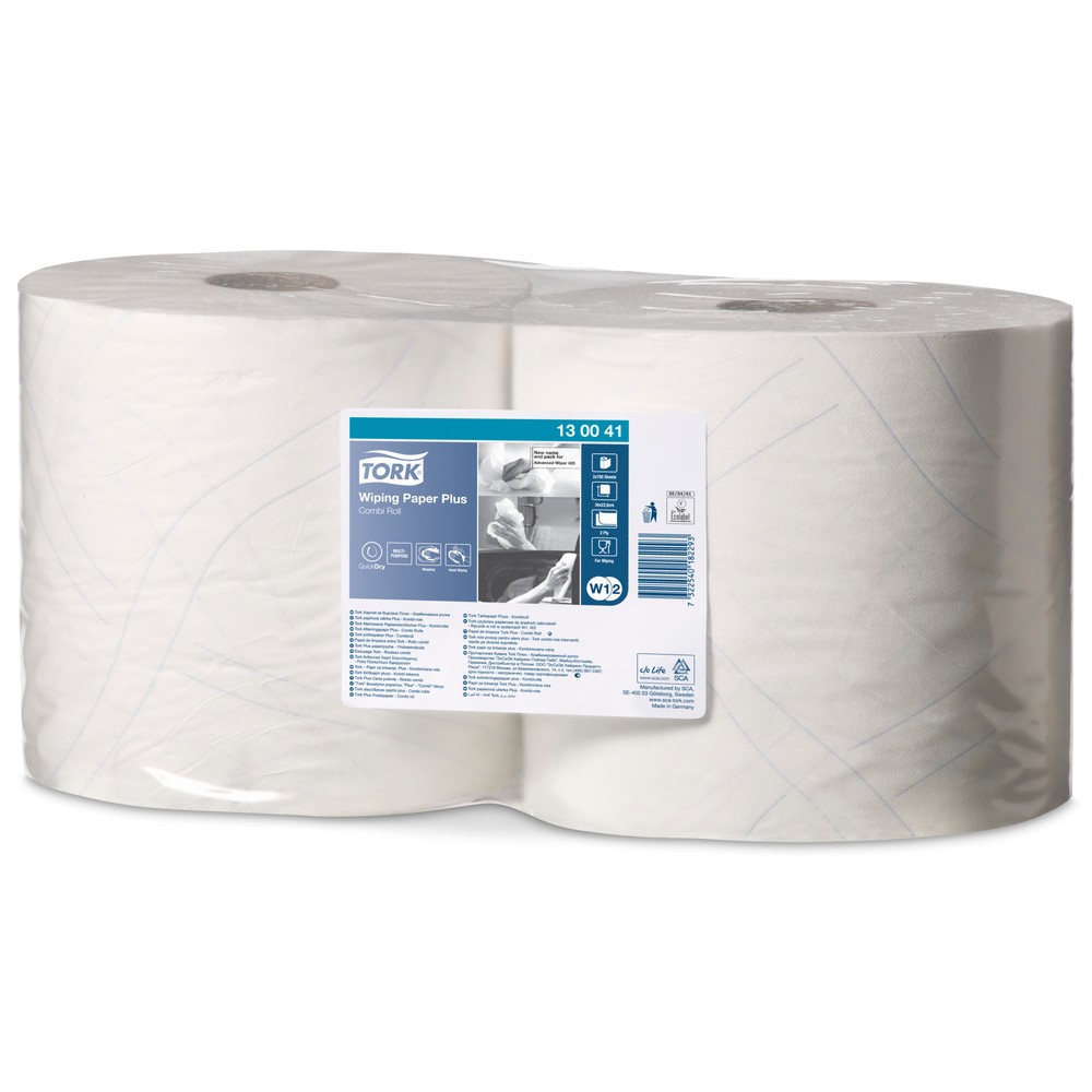 TORK® Wischtücher Extra Stark, EU Ecolabel, HxB 340 x 235 mm, 2 Rollen, weiss