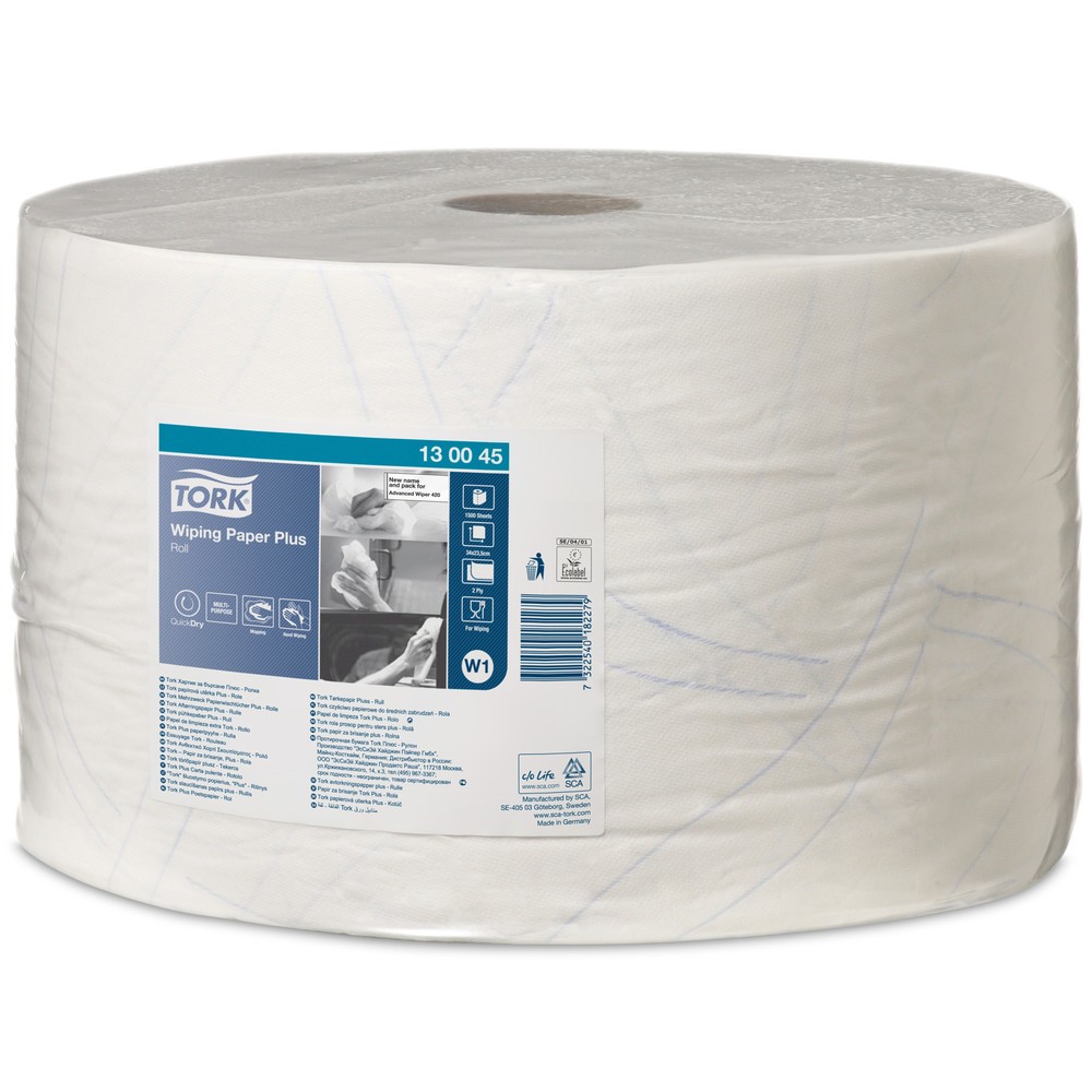 TORK® Wischtücher Extra Stark, EU Ecolabel, HxB 340 x 235 mm, 1 Rolle, weiss