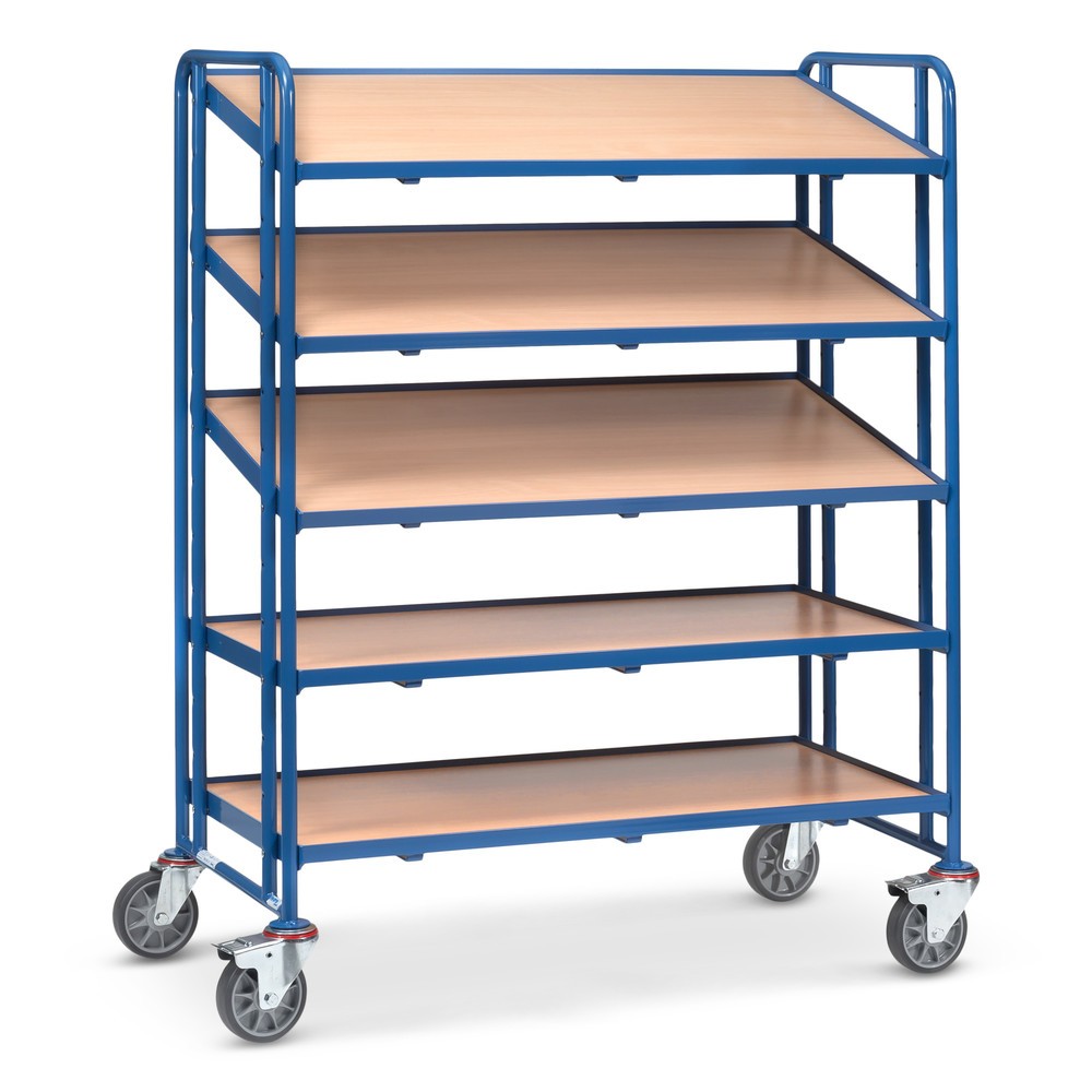 fetra® Eurokasten-Etagenwagen, mit Böden, TK 300 kg, 5 Etagen à 1.240 x 610 mm