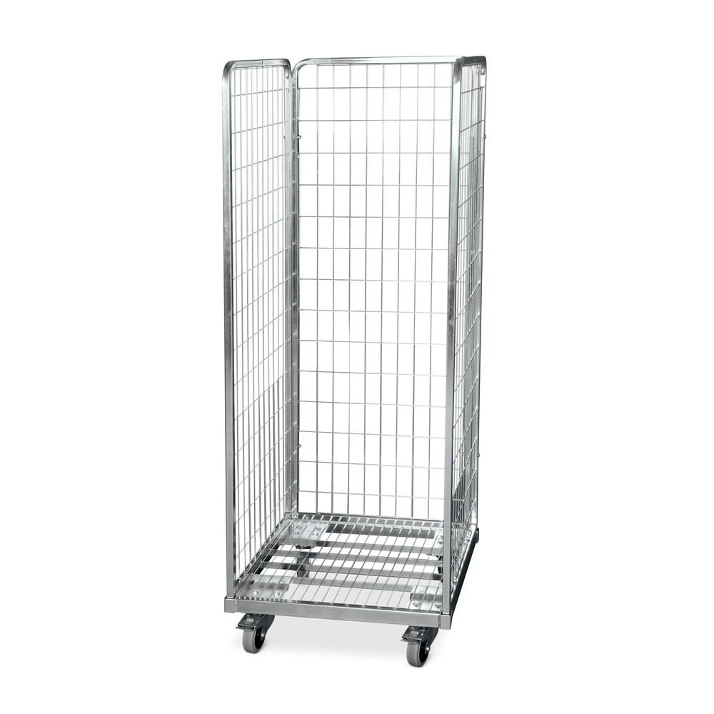 Stahl-Rollbehälter in Euro-Maß, 3-seitig, Ladefläche BxT 600 x 600 mm