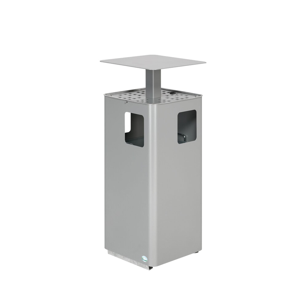 VAR® Kombiascher E14, mit 3 Einwurföffnungen und abschließbarem Dach, silber