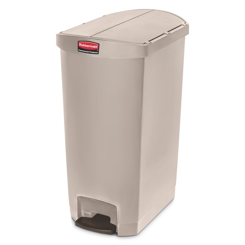  Poubelle &agrave;&nbsp; p&eacute;dale lat&eacute;rale Rubbermaid Slim Jim 50L beige