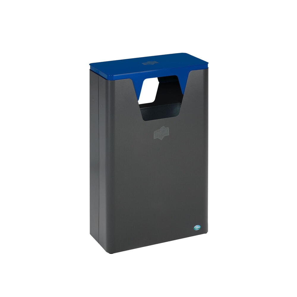 VAR® Wertstoffsammler WSG 82, für den Aussenbereich, mit 2 Einwurföffnungen, Volumen 60 Liter, enzianblau