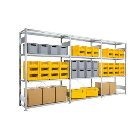 Pack complet de rayonnage grande portée META, charge par tablette 230 kg