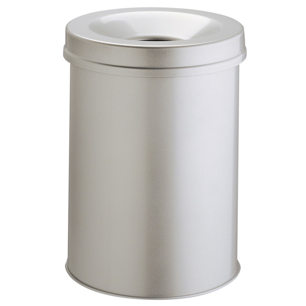  Corbeille &agrave; papier de s&eacute;curit&eacute; DURABLE&reg;, en acier, 15 litres, couvercle &eacute;touffoir, grise