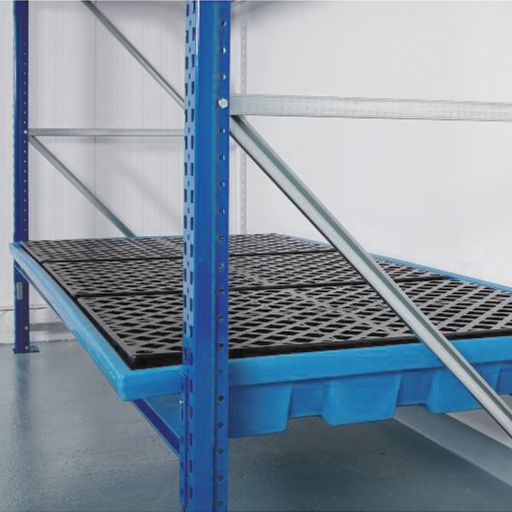 asecos® Einhänge-Auffangwanne aus PE, Gitterrost aus Stahl, HxBxT 240 x 900/1.300 x 1.780 mm