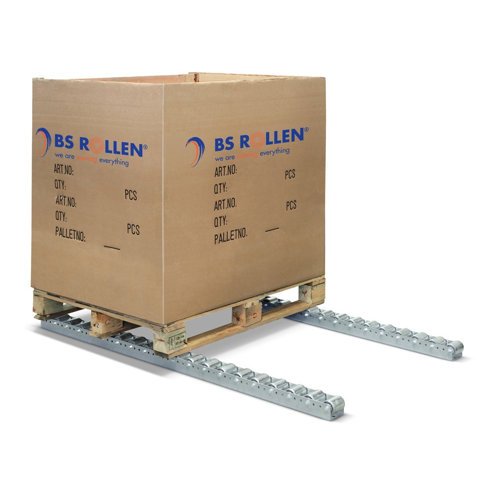 BS ROLLEN Paletten-Rollenschiene aus verzinktem Stahlblech, TK pro Rolle 150 kg, Teilung 130 mm