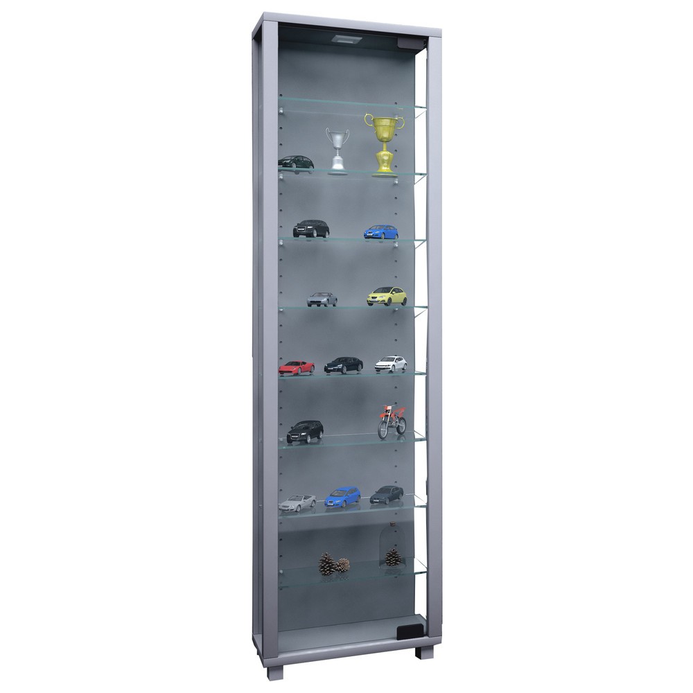 VCM Vitrine Edana Maxi, mit 8 Einlegeböden, ohne Beleuchtung, silber