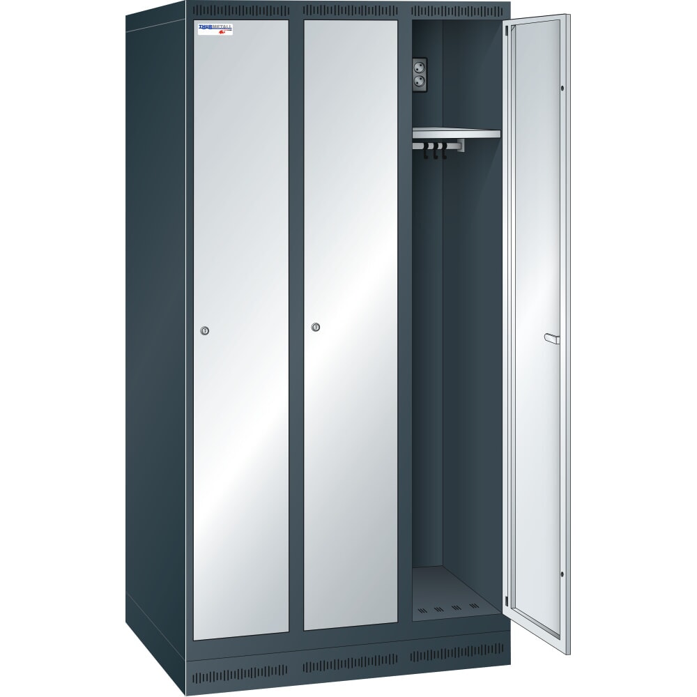 Thur Metall Akku-Ladeschrank mit Garderoben, HxBxT 1800 mm x 900 mm x 500 mm, Key Lock, anthrazitgrau/lichtgrau