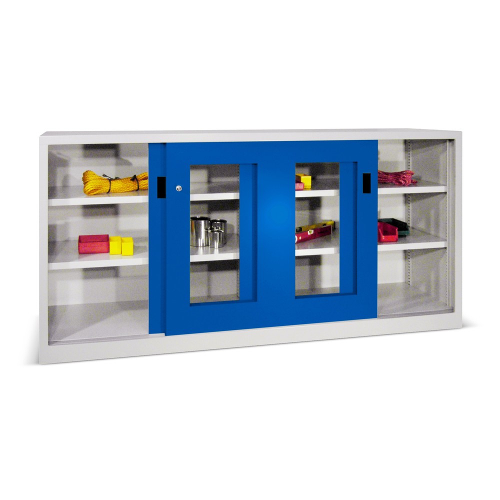 PAVOY Schiebetürenschrank mit Sichtfenstern, 4 Fachböden, HxBxT 1.950 x 1.000 x 400 mm, reinweiss, reinweiss