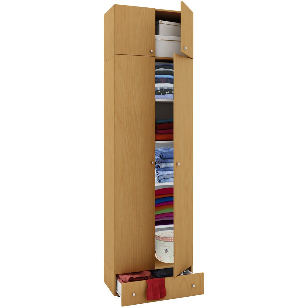 VCM Büroschrank Vandol I, mit Türen, Aufsatz und Schublade, Buche
