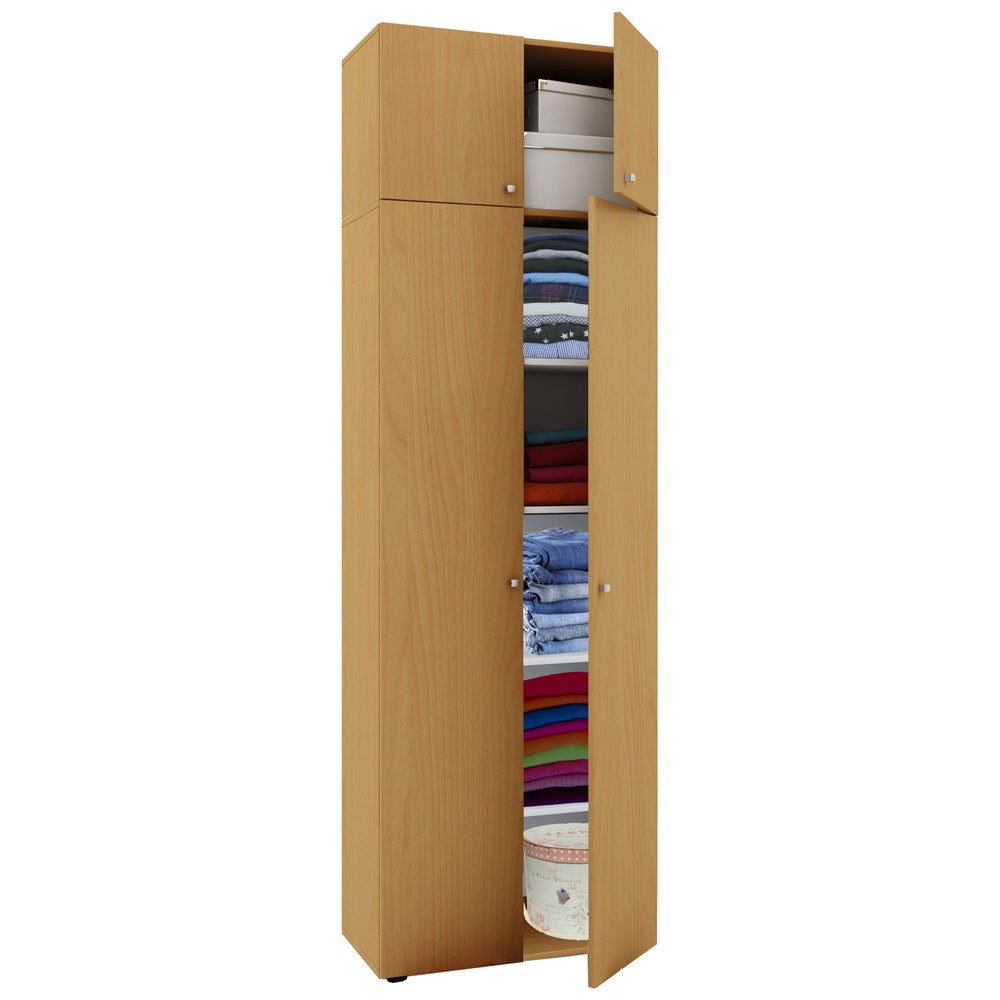 VCM Büroschrank Vandol I, mit Türen und Aufsatz, Buche