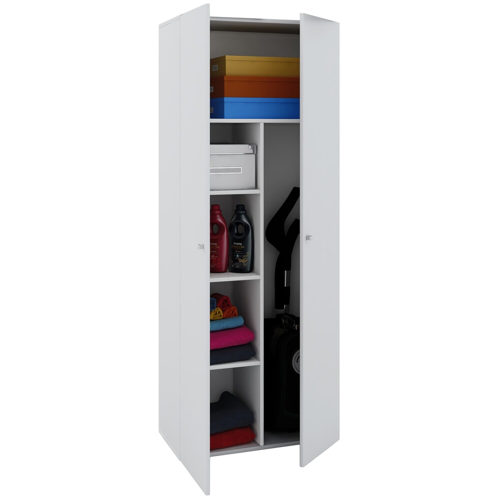 VCM Putzmittelschrank Vandol II, mit Türen, weiss