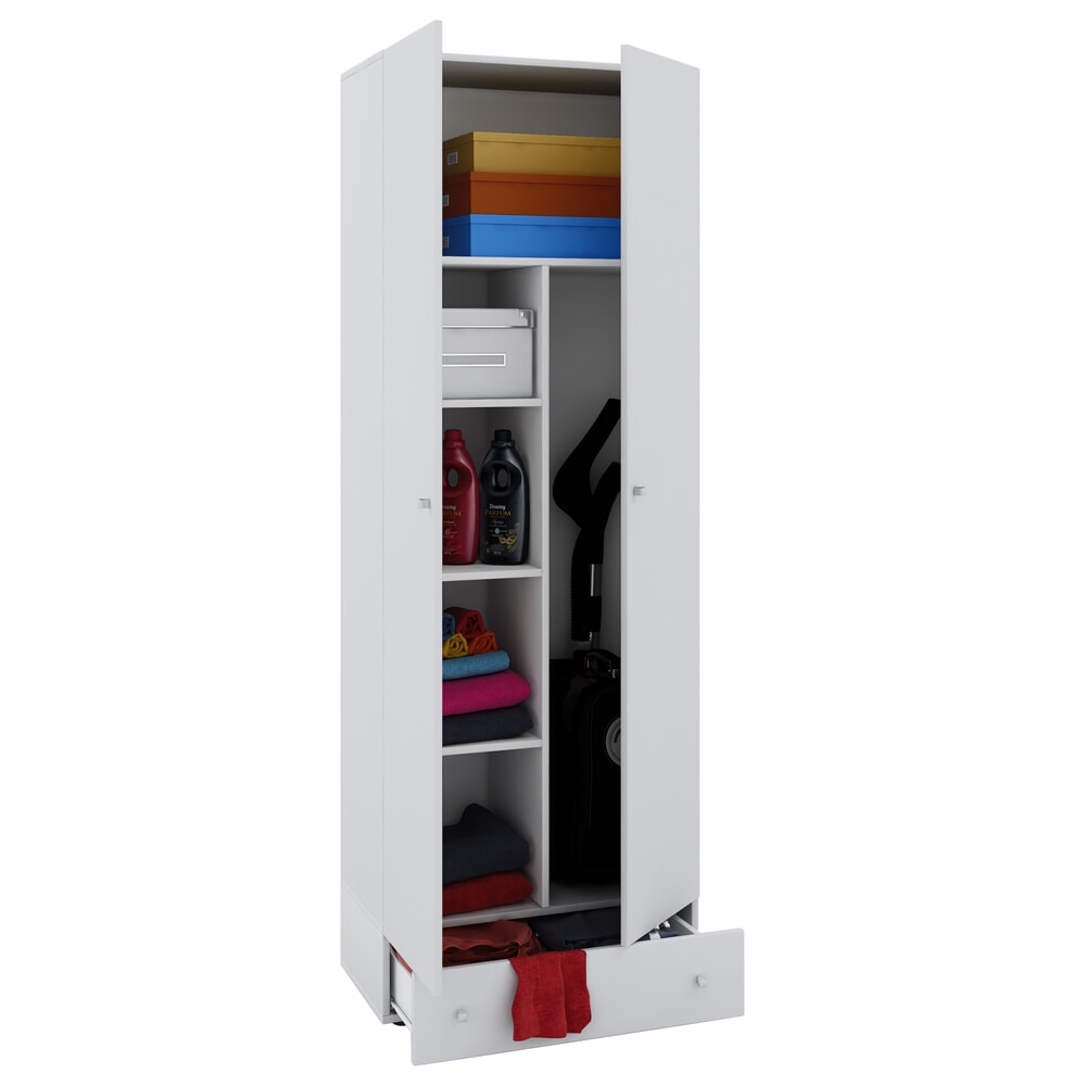 VCM Putzmittelschrank Vandol II, mit Türen und Schublade, weiss