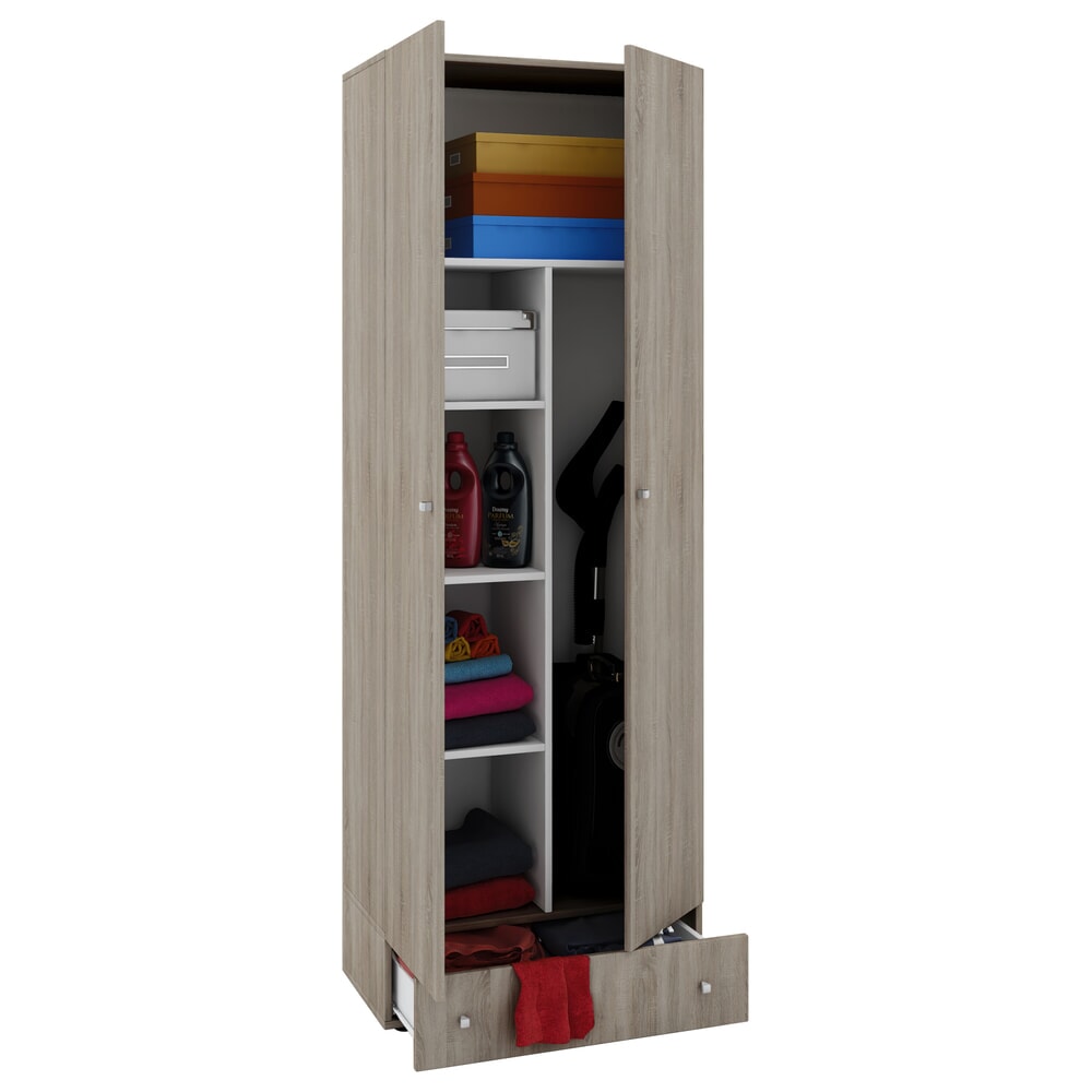 VCM Putzmittelschrank Vandol II, mit Türen und Schublade, Sonoma-Eiche