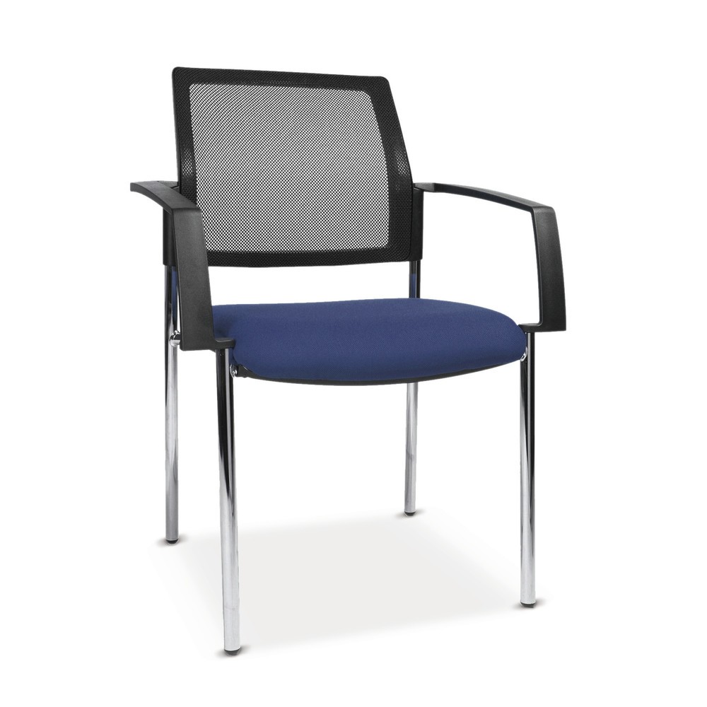 Topstar® Besucherstuhl BtoB 10 mit Netz-Rückenlehne + 4 Fuss Gestell + Armlehne, anthrazit