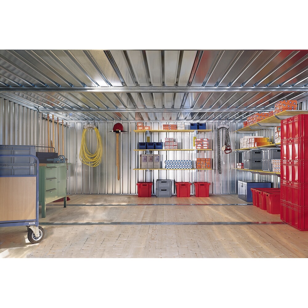 FLADAFI® Materialcontainer Kombination, verzinkt, 2 Module, HxBxT 2.150 x 3.050 x 4.340 mm, zerlegt, ohne Holzfußboden