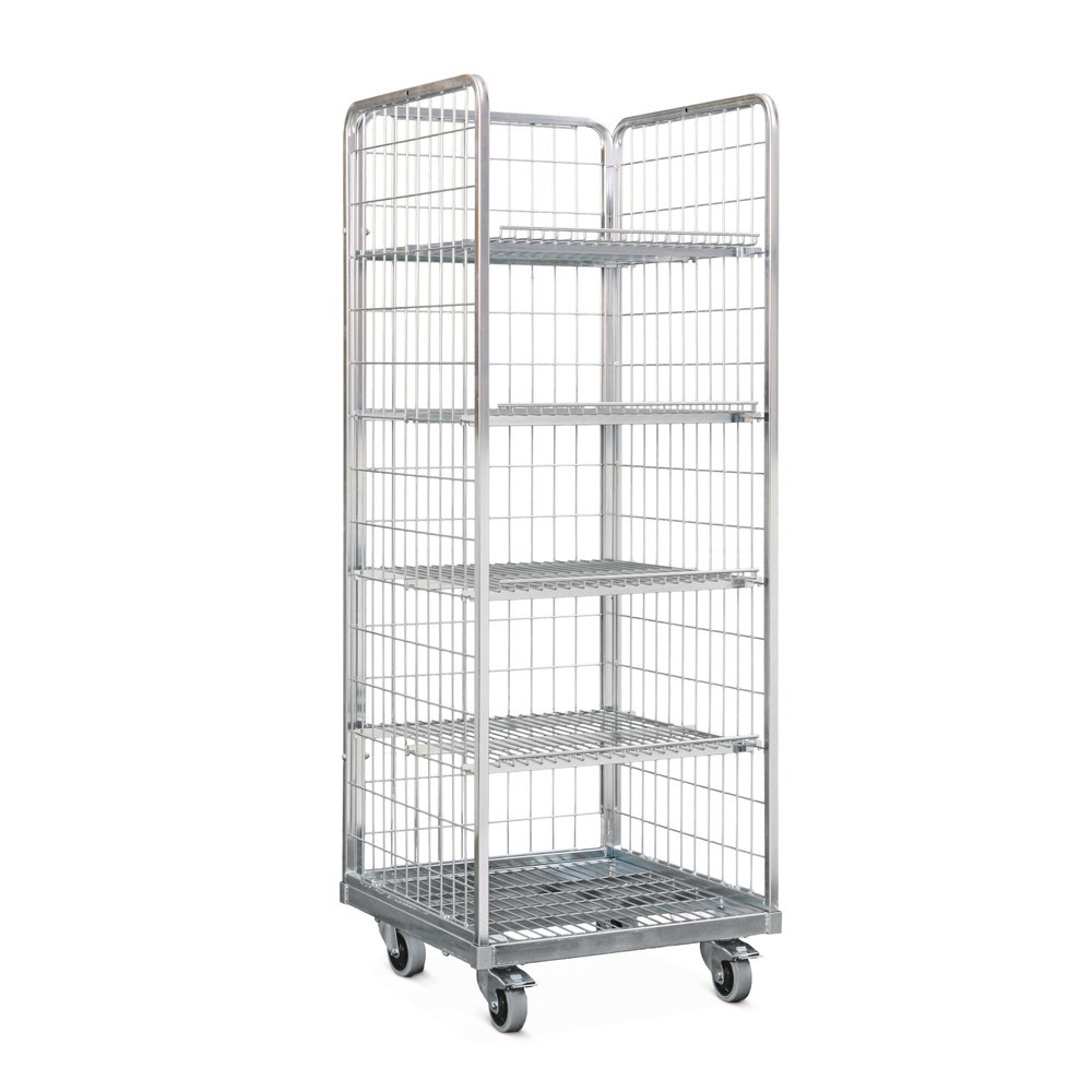 Stahl-Rollbehälter in Euro-Maß, für Kästen 600 x 400 mm geeignet, BxT 420 x 620 mm