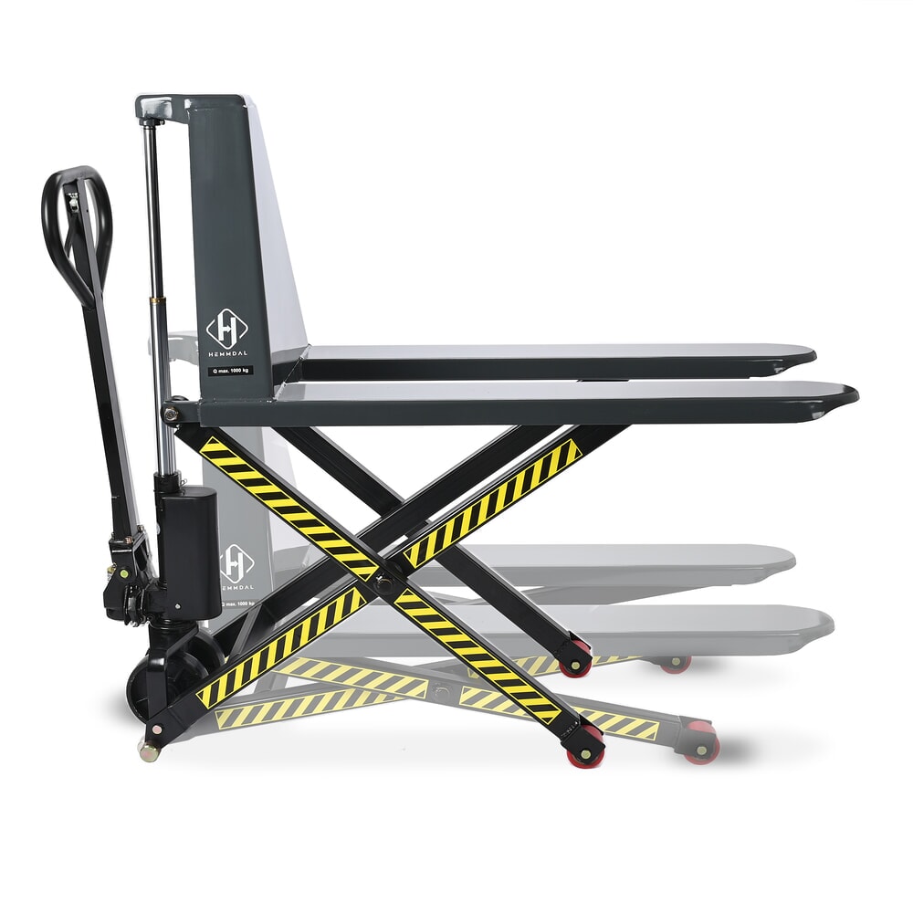 Scherenhubwagen HEMMDAL PTM 1.0 Scissor, Tragfähigkeit 1.000 kg, Gabellänge 1.150 mm, Polyurethan, Einfachrolle