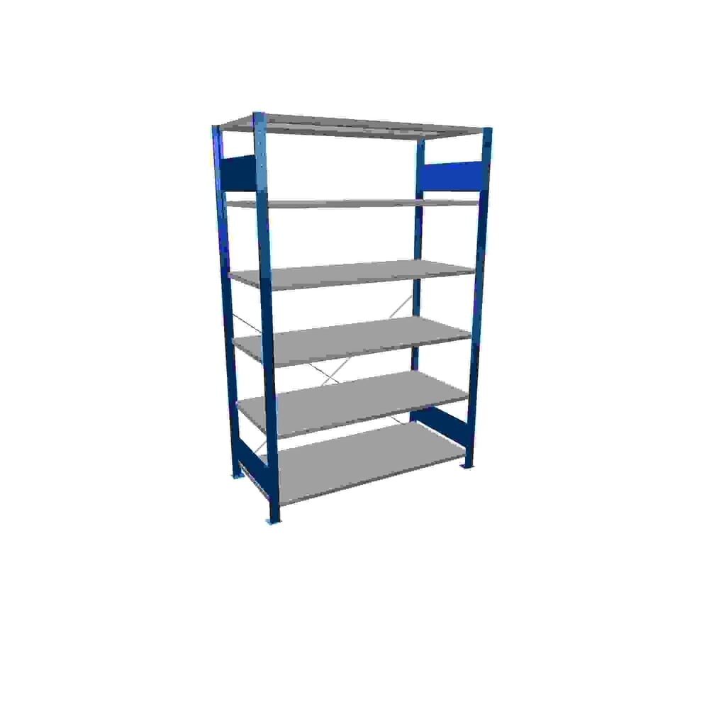 SCHULTE Fachbodenregal enzianblau/verzinkt mit 6 Stahlblechböden, Fachlast 150 kg, HxBxT 2.000 x 1.360 x 636 mm
