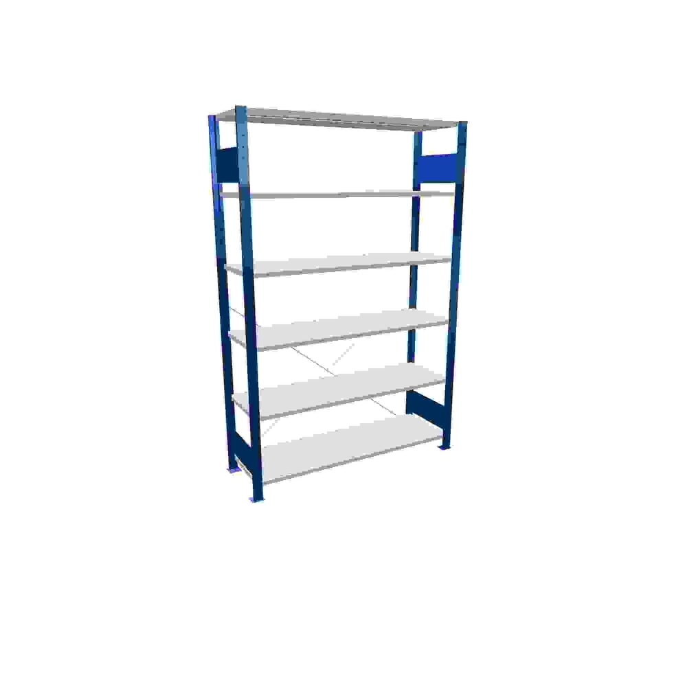 SCHULTE Fachbodenregal enzianblau/lichtgrau mit 6 Stahlblechböden, Fachlast 150 kg, HxBxT 2.000 x 1.360 x 436 mm