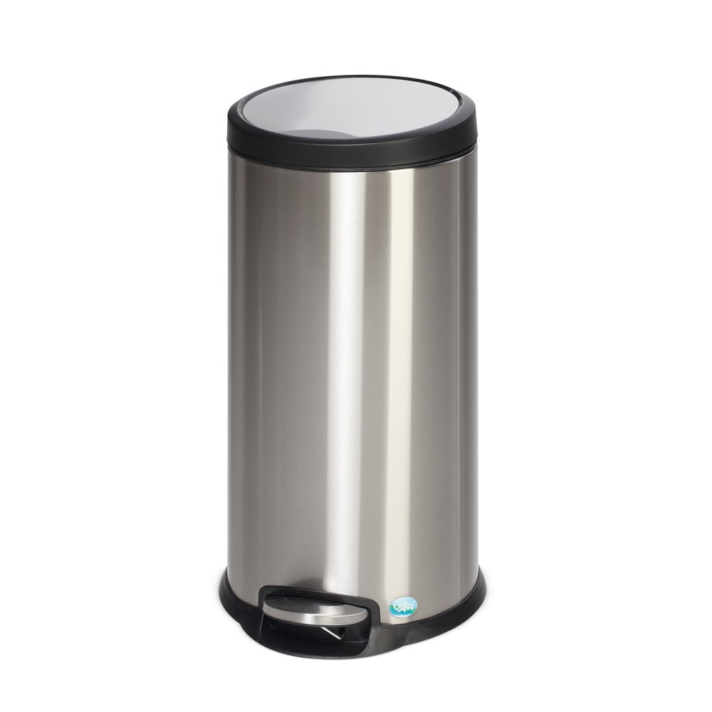 VAR® Tret-Abfallsammler aus Edelstahl, 30 Liter, matt