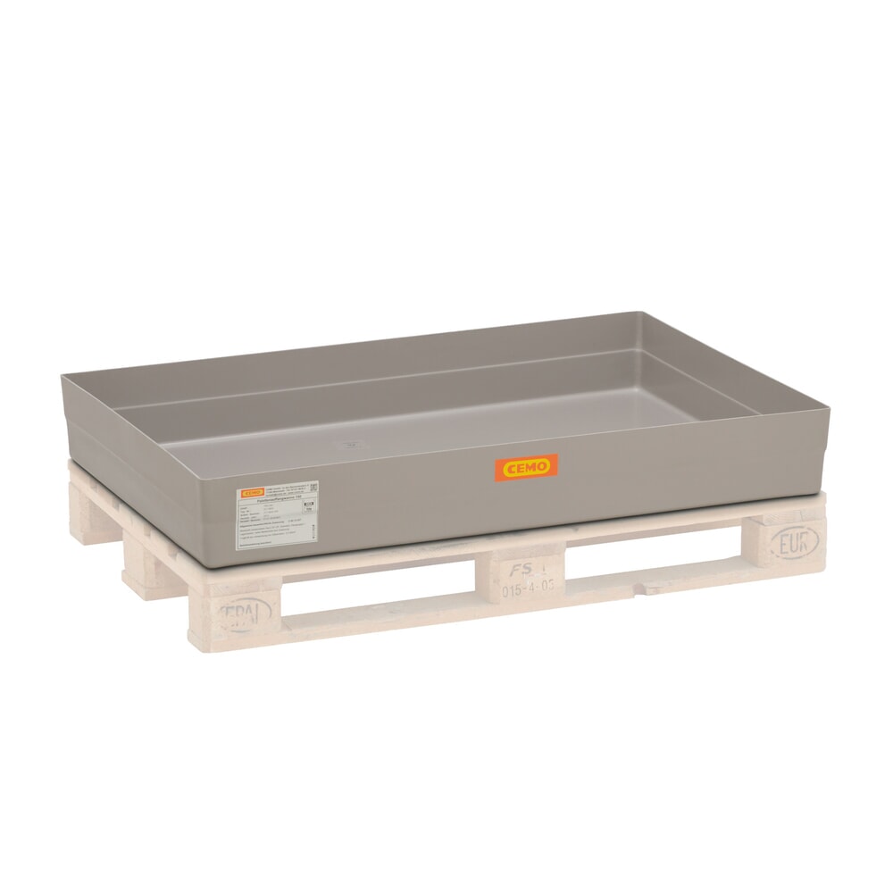 CEMO Paletten-Auffangwanne aus GFK, HxBxT 165 x 800 x 1.200 mm, ohne Gitterrost
