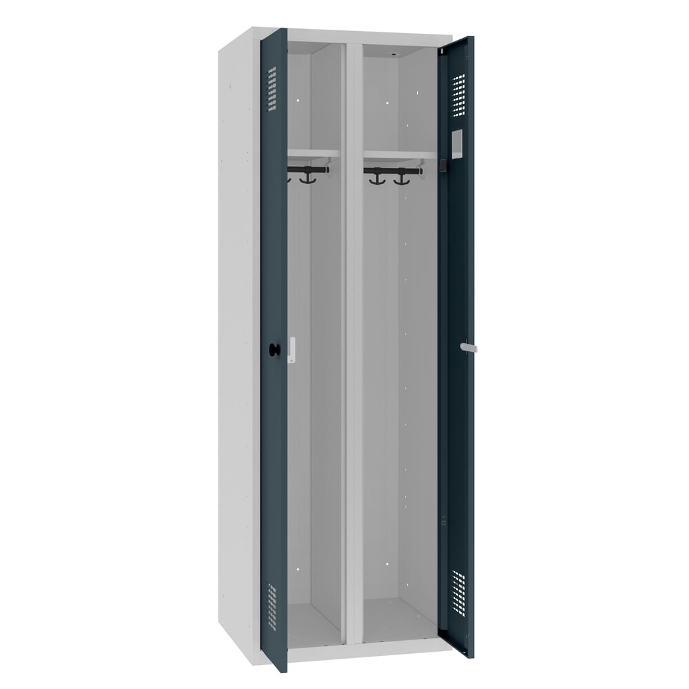 Steinbock® Doppelspind, 1 Abteil, Zylinderschloss, HxBxT 1800 x 600 x 500 mm, lichtgrau/anthrazitgrau