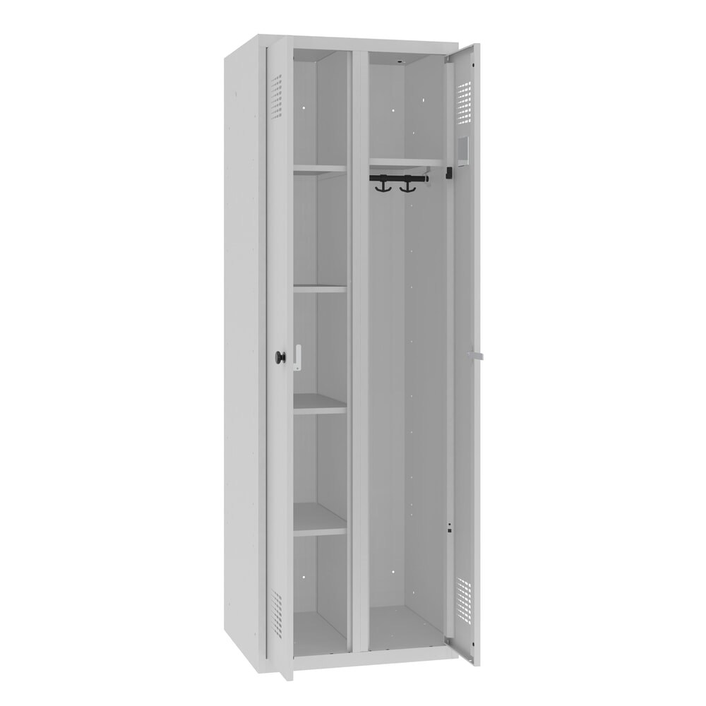 Steinbock® Kleider-/Wäschespind, 1 Abteil, Zylinderschloss, HxBxT 1800 x 600 x 500 mm, lichtgrau/lichtgrau