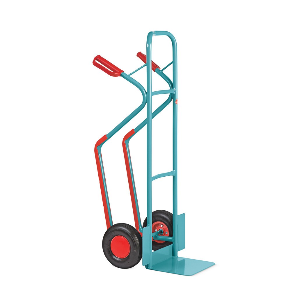 Stapelkarre Ameise®, Stahl, mit Gleitkufen, TK 250 kg, Schaufel BxT 320 x 250 mm, Luft-Bereifung