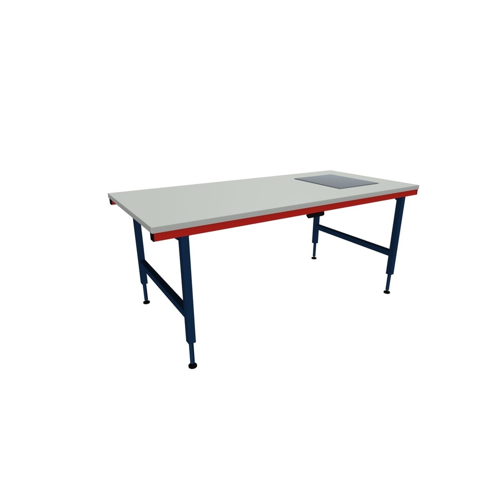Rocholz Höhenverstellbarer Packtisch SYSTEM 2000, elektrisch, Waage, HxBxT 710–960 mm x 2000 mm x 920 mm
