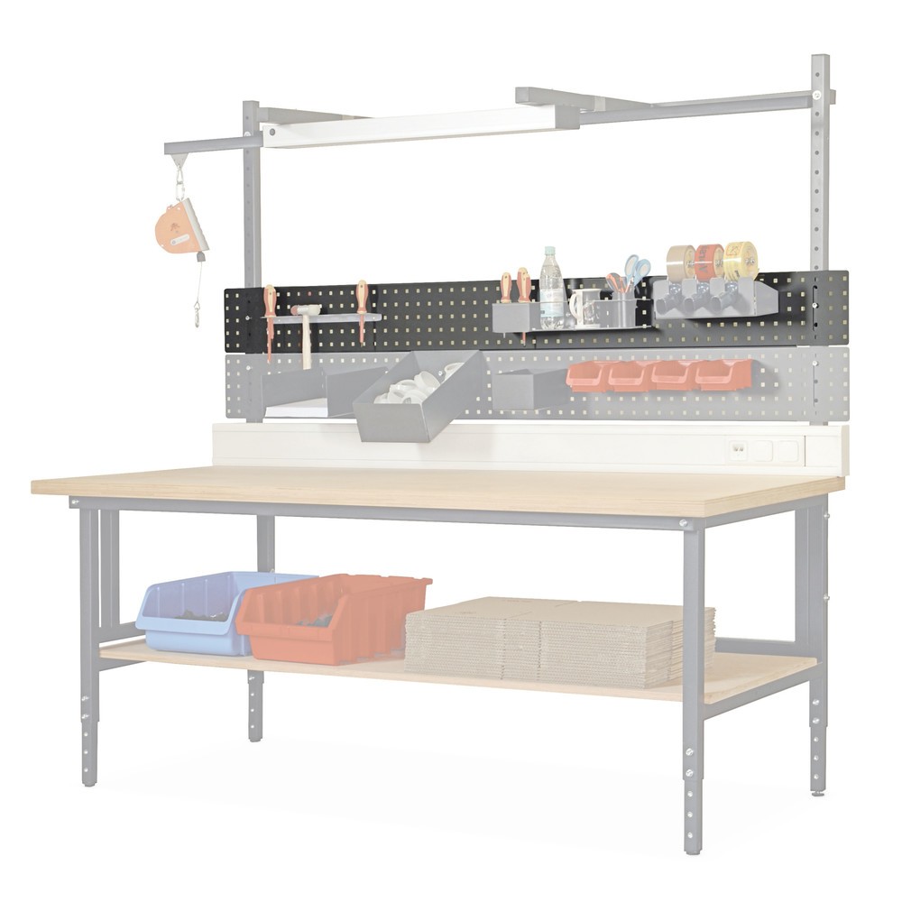 Lochblech für DAHMEN Packtische Classic und Multiplex, HxB 200 x 1.600 mm, lichtgrau