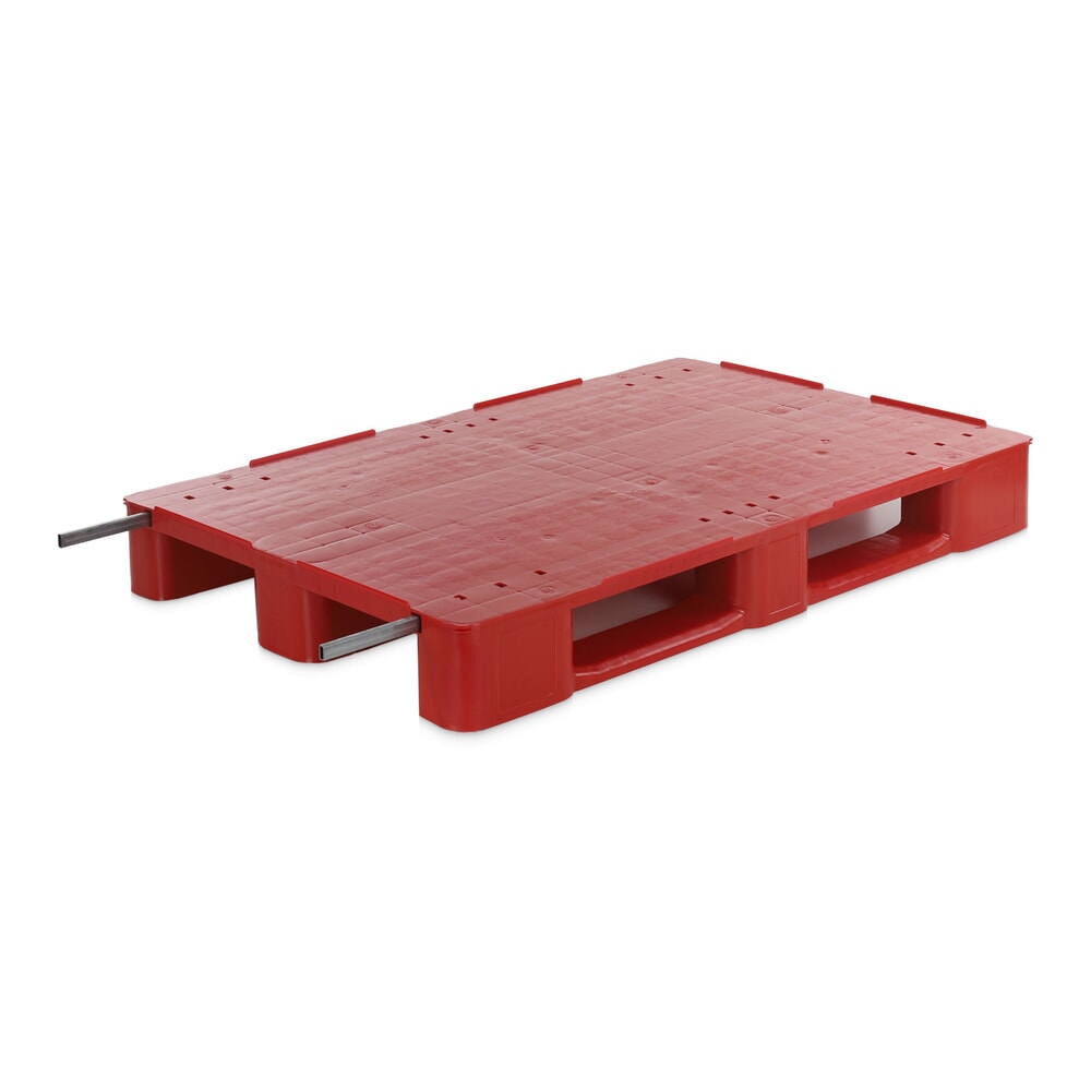 Alpha EURO-Kunststoffpalette, Polyethylen, stahlverstärkt, geschlossenes Oberdeck, rot