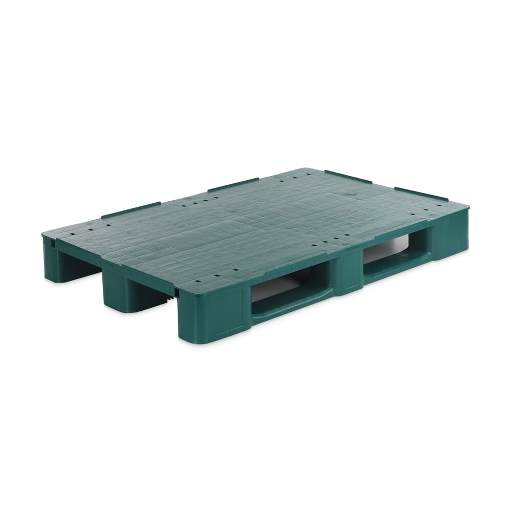 Alpha EURO-Kunststoffpalette, Polyethylen, geschlossenes Oberdeck, 3 Kufen, grün